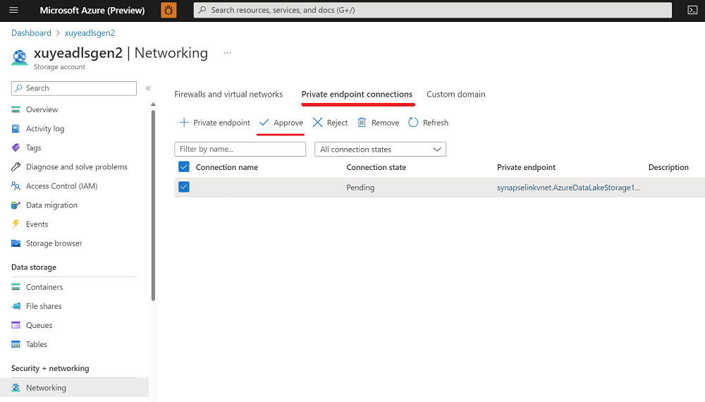 屏幕截图显示了一个新的 Azure SQL Server 2022 数据库链接服务专用终结点 3。