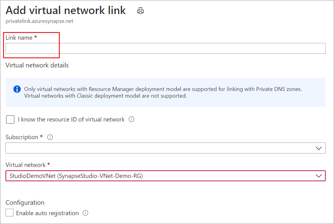 创建 Synapse 专用 DNS 区域 4 的屏幕截图。