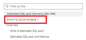 此截图来自 Microsoft Learn Docs 网站，显示了 Azure Synapse Analytics 的目录。