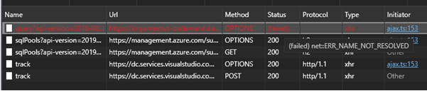 显示状态文本的 Microsoft Edge 开发人员工具的屏幕截图。