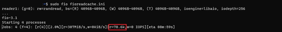 有关虚拟机写入 IOPS 数量以及高级 SSD 的截图，显示读取 IOPS 为 78.6k。