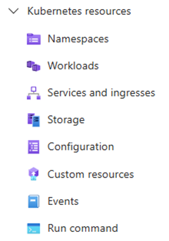 显示 Azure 门户中显示的 Kubernetes 资源的屏幕截图。