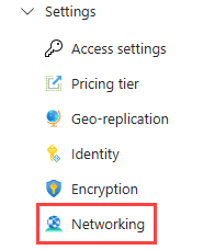应用配置资源的 Azure 门户侧窗格的屏幕截图。在“设置”下，突出显示了“网络”。