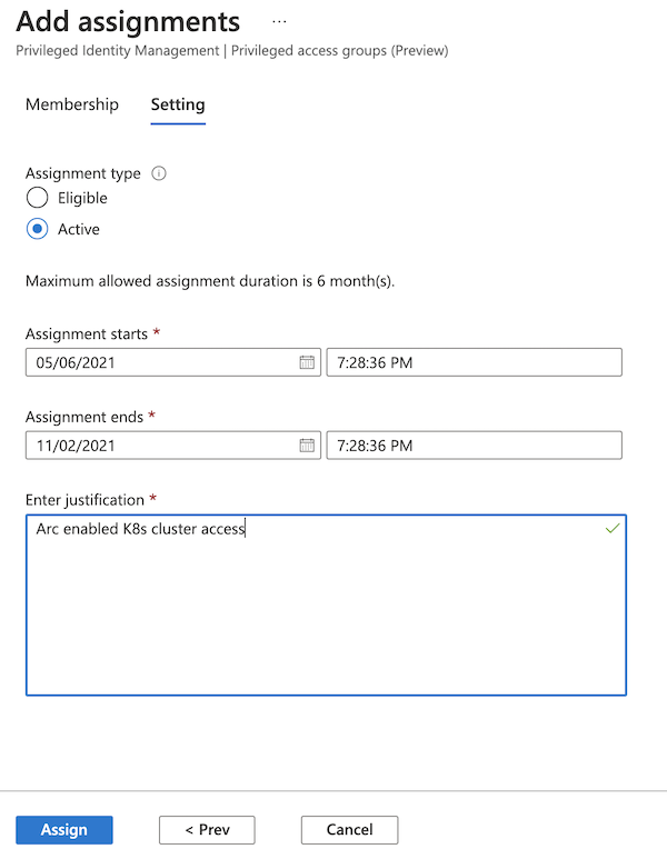 显示 Azure 门户中的分配属性的屏幕截图。