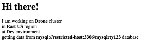 显示 Dev 问候页的屏幕截图。