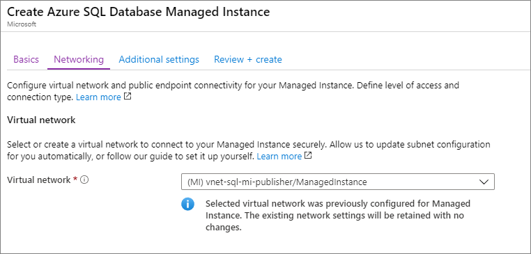 显示发布者 VNet 用于分发者的屏幕截图。