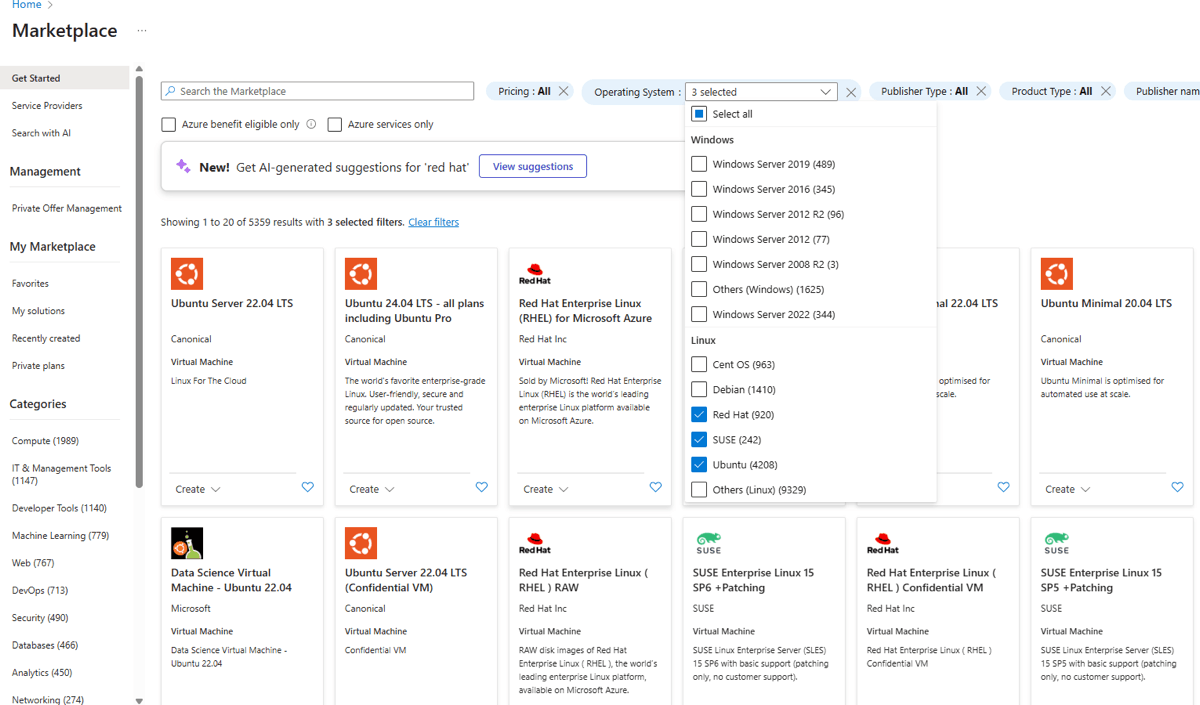 所有 VM 映像的屏幕截图。