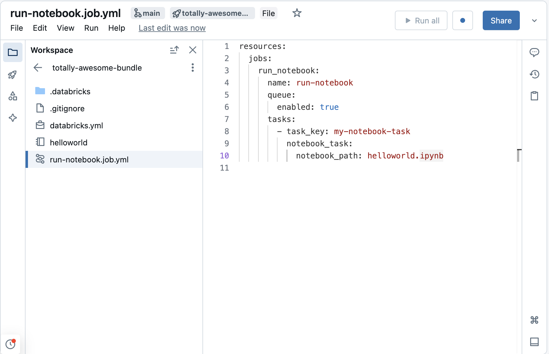 作业笔记本任务配置 YAML
