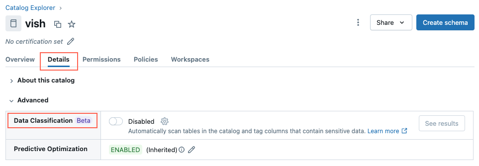 目录浏览器中目录页面的详细信息选项卡。