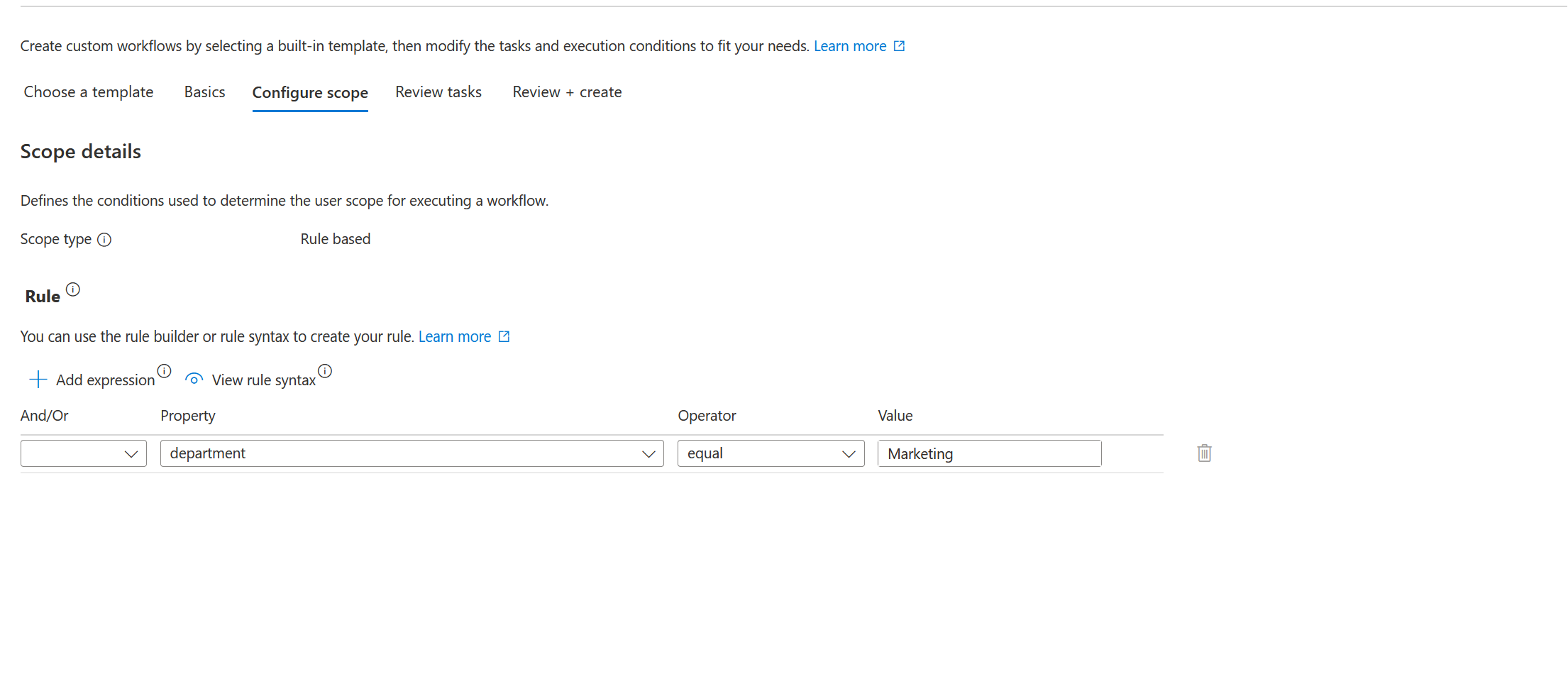 时间属性触发器的范围屏幕截图。