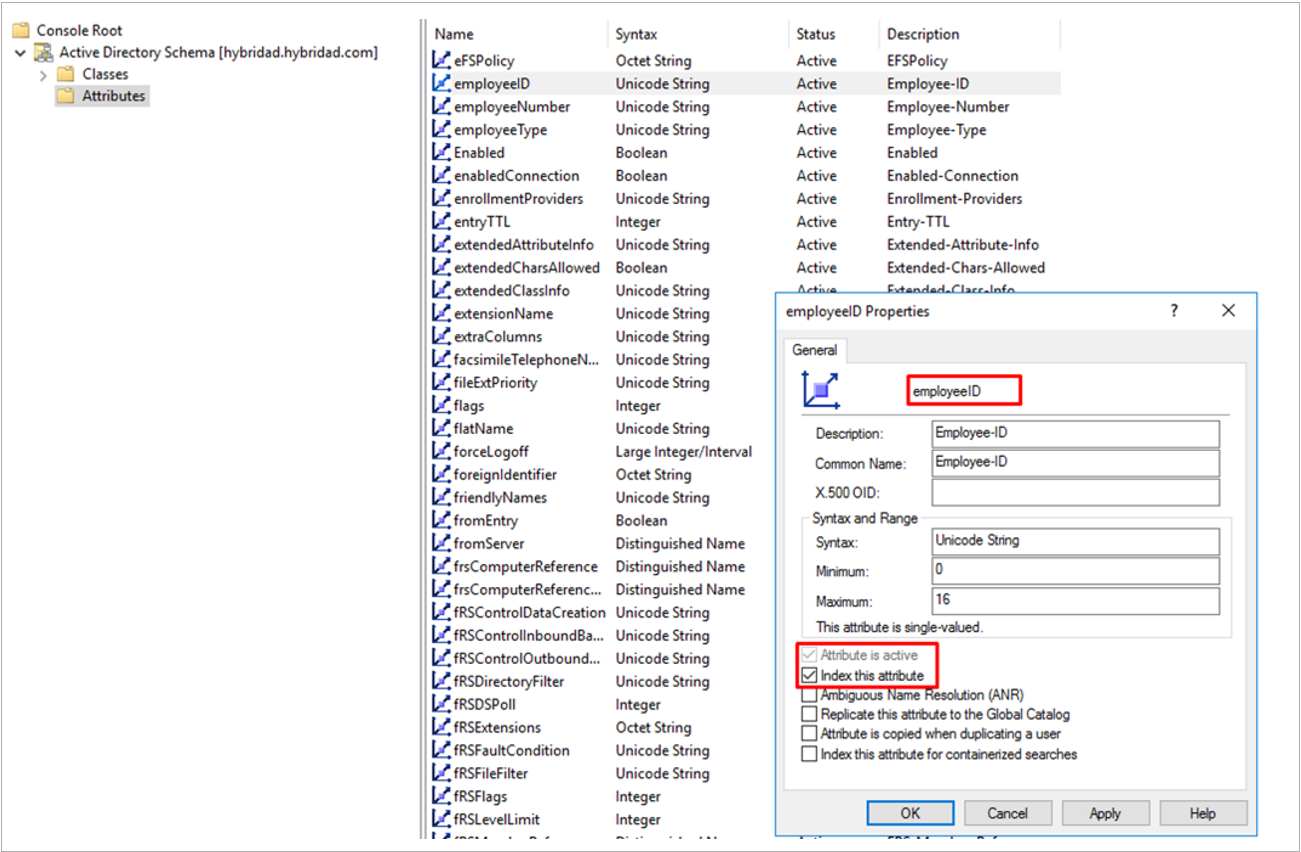 员工 ID 属性的屏幕截图。