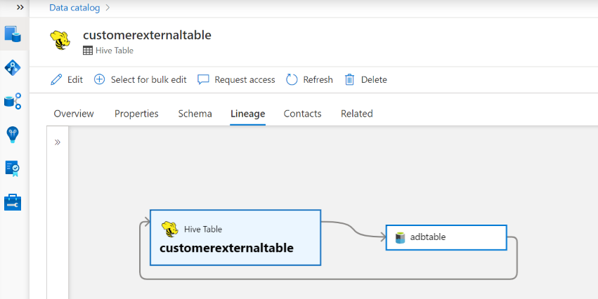 显示 Azure Databricks 沿袭示例的屏幕截图。