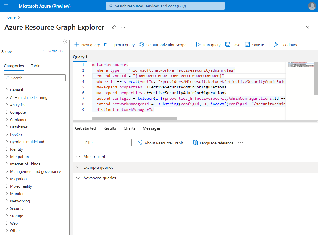 使用 Azure Resource Graph (ARG) 查询 Azure Virtual Network Manager | Azure Docs